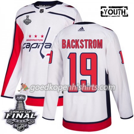 Washington Capitals Nicklas Backstrom 19 2018 Stanley Cup Final Patch Adidas Wit Authentic Shirt - Kinderen